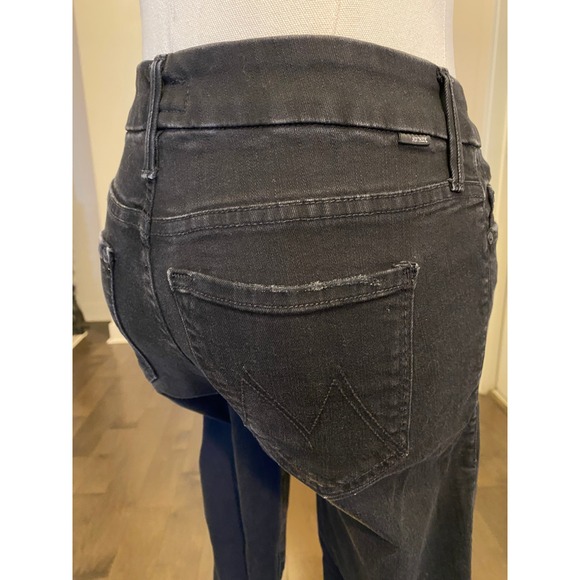 MOTHER Looker Ankle Fray Black Denim Jeans Women's Size 23 Distressed - Picture 5 of 7